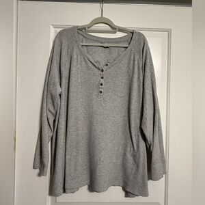 Sonoma Heather Gray Long Sleeve waffle knit Women's Tee